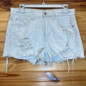 American Eagle super hi-rise festival distressed floral cut off short shorts 6
